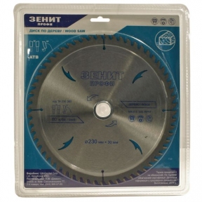 Диск пильний Зенит Профи по дереву 230x30/22.2, ATB 60