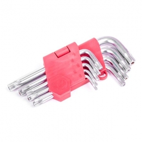 Набор Г-образных ключей TORX с отверстием 9 шт., Т10-Т50, Cr-V INTERTOOL HT-0604